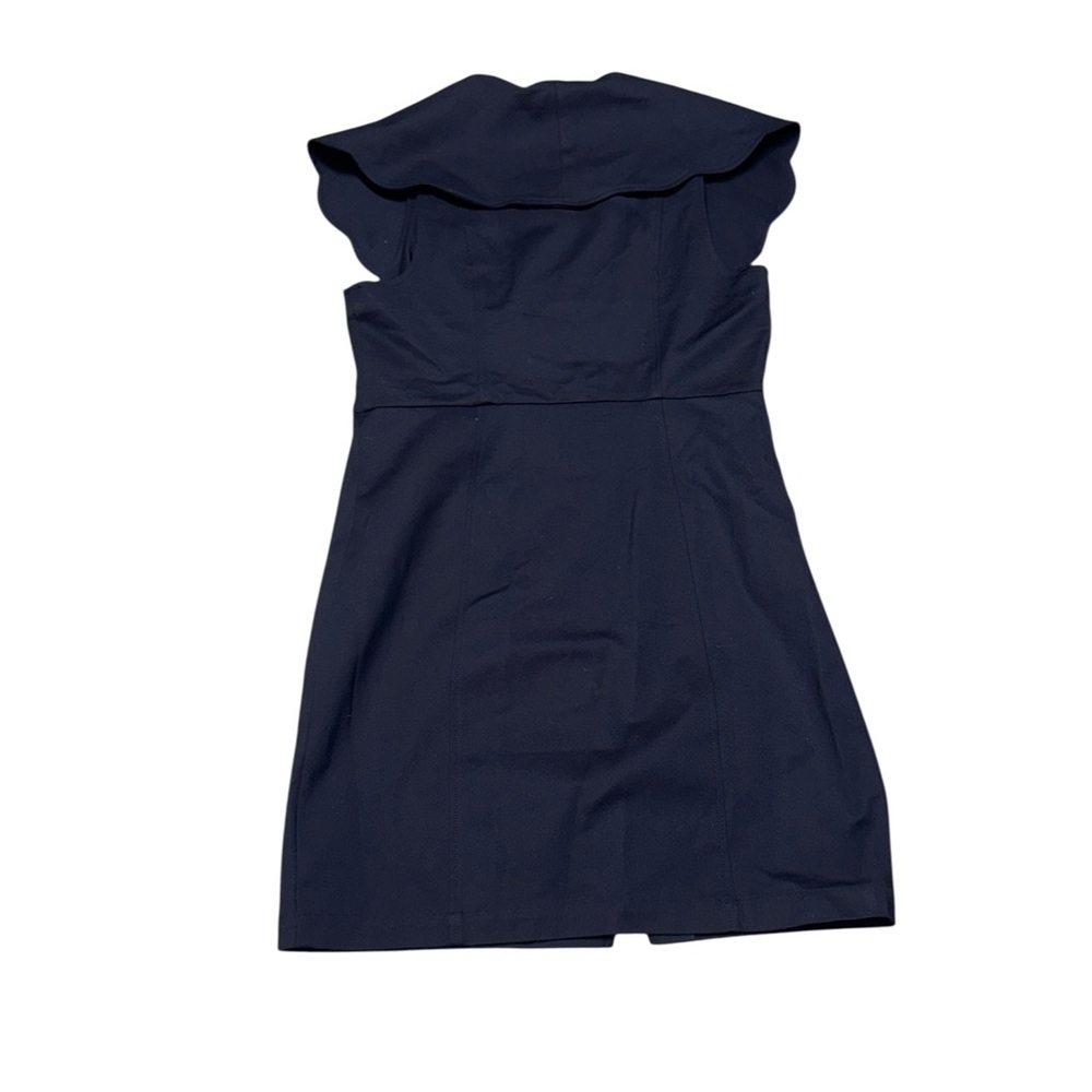 NWT ENGLISH FACTORY navy blue sleeveless Scalloped Structured mini Dress large - Picture 3 of 7